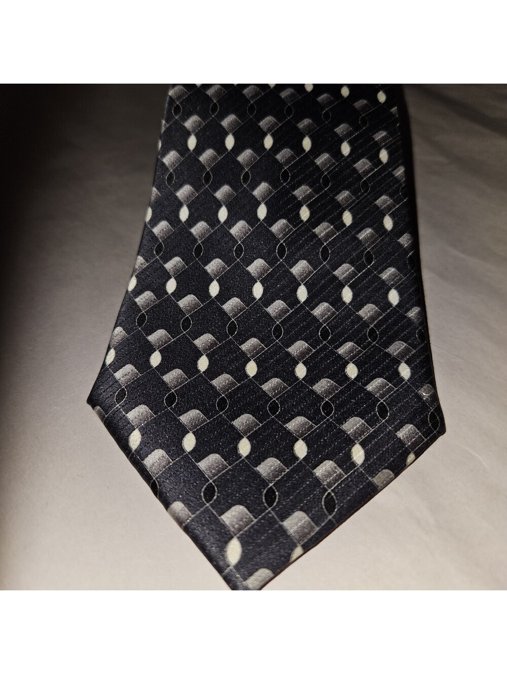 Cape Cod Neckwear Men’s Tie Black Silver Geometric Pattern Classic Business...